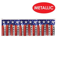 Fire Resistant Metallic Stars & Stripes Fringe Banner