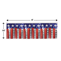 Fire Resistant Metallic Stars & Stripes Fringe Banner