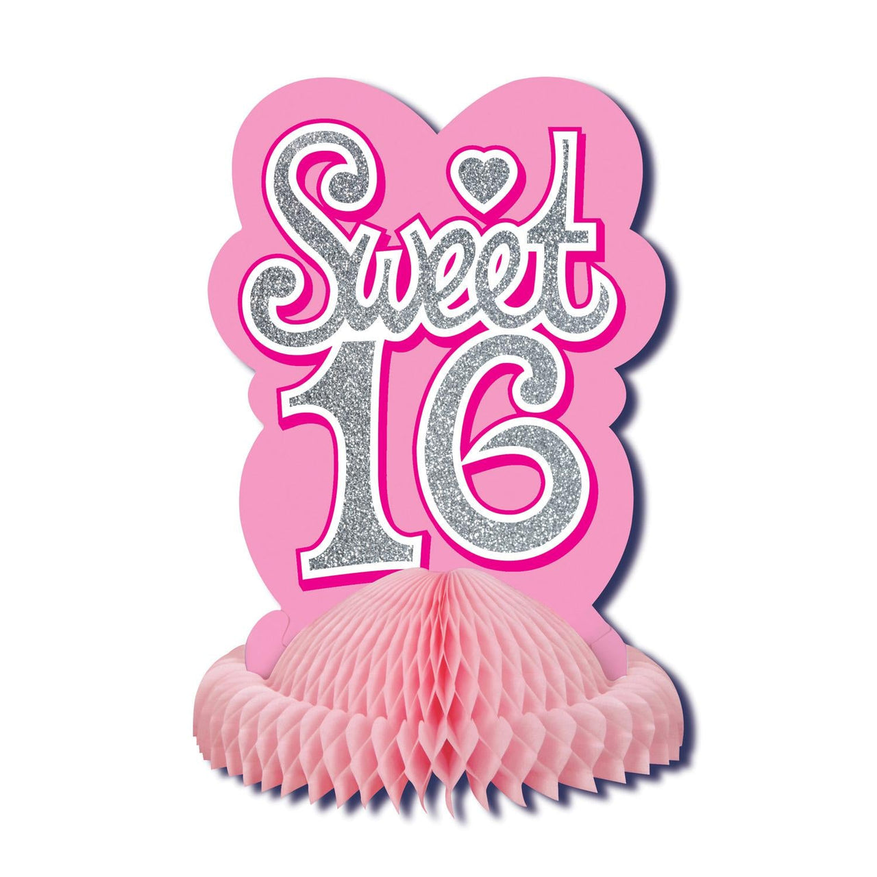 Sweet 16 Birthday Party Centerpiece- Pink with Glitter - Bulk 12 Pack