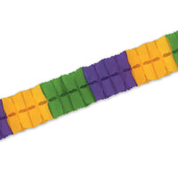 Mardi Gras Packaged Leaf Garland - golden-yellow - green - purple - Bulk 12 Pack