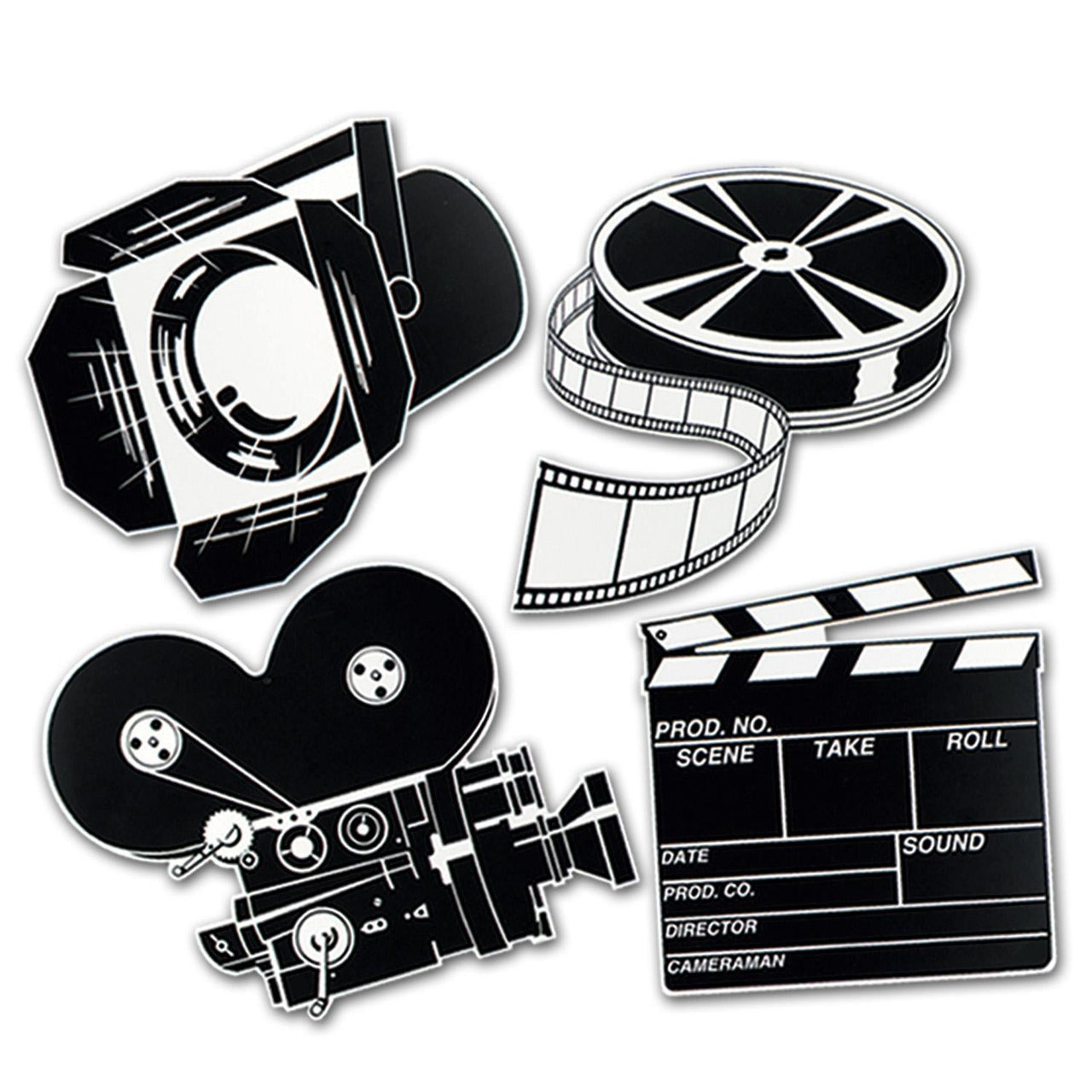 Movie Set Party Cutouts- Black - Bulk 48 Pack