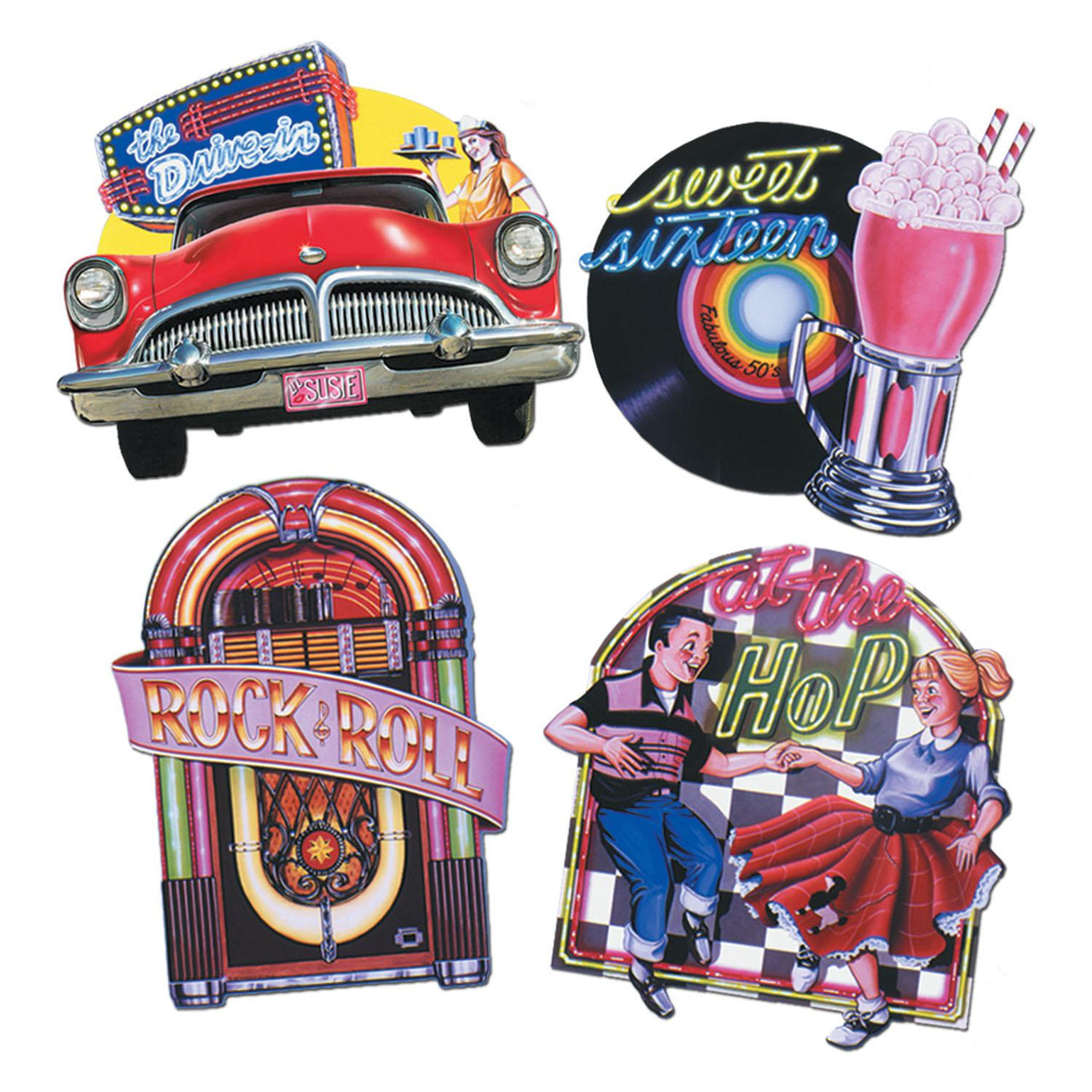 Packaged Fabulous 50's Party Cutouts - Bulk 48 Pack