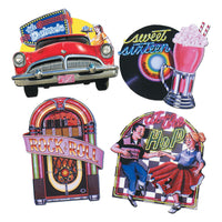 Packaged Fabulous 50's Party Cutouts - Bulk 48 Pack