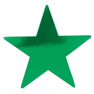15 Inch Foil Party Star Cutout- Green - Bulk 24 Pack