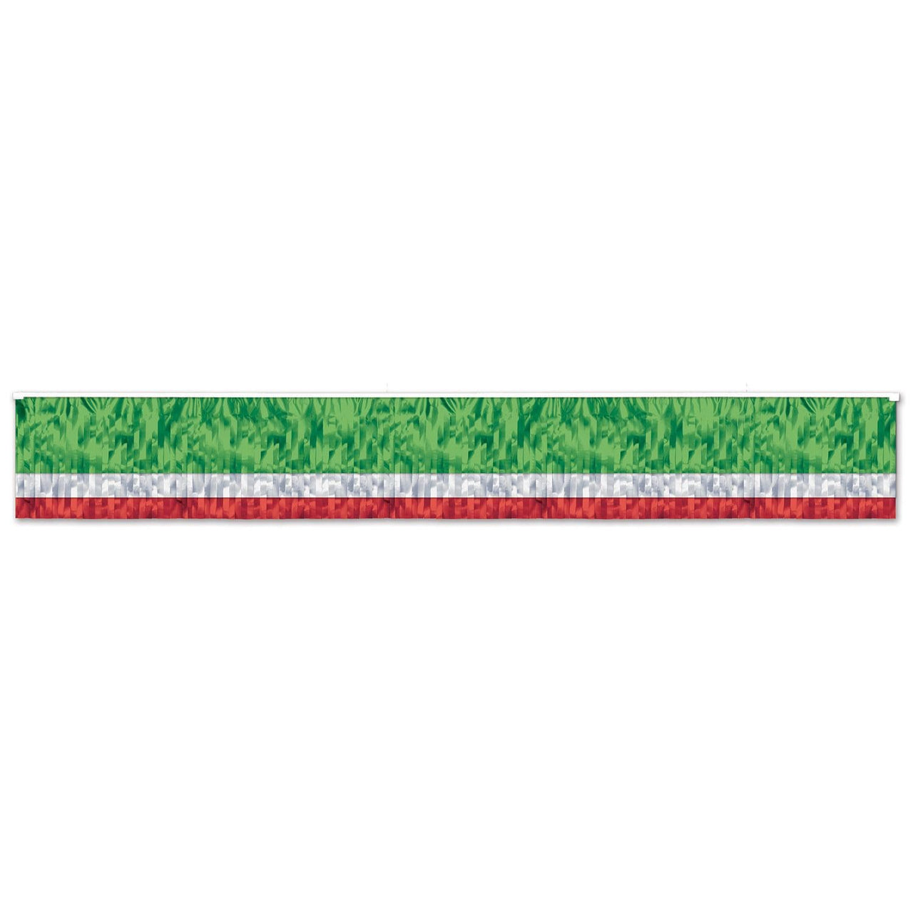 Fiesta 3-Ply Metallic Fringe Drape - red - white - green - Bulk 6 Pack