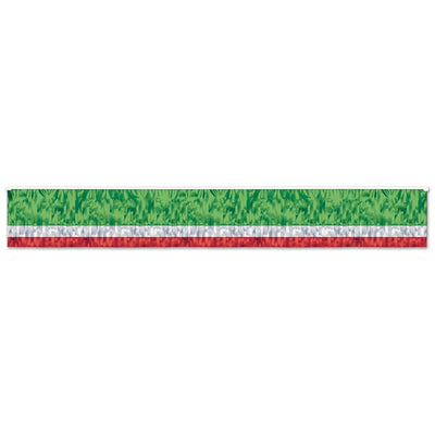 Fiesta 3-Ply Metallic Fringe Drape - red - white - green - Bulk 6 Pack