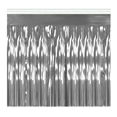 2-Ply Metallic Party Fringe Drape - silver - Bulk 6 Pack