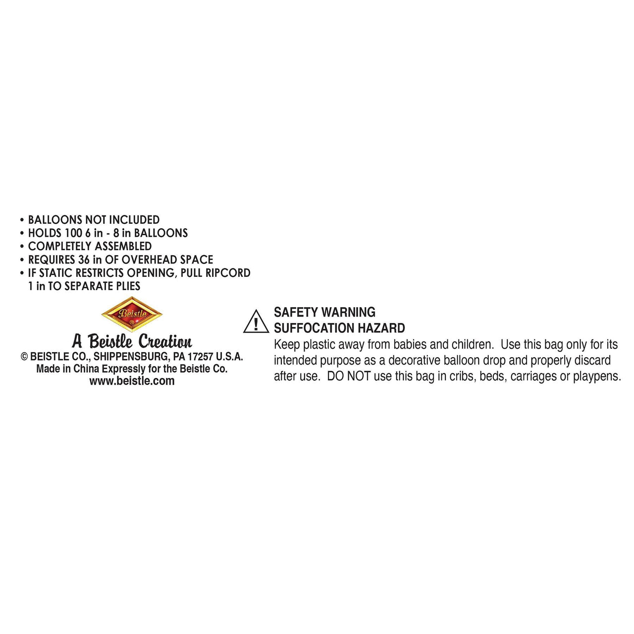 Packaged Plastic Balloon Bag - bag only