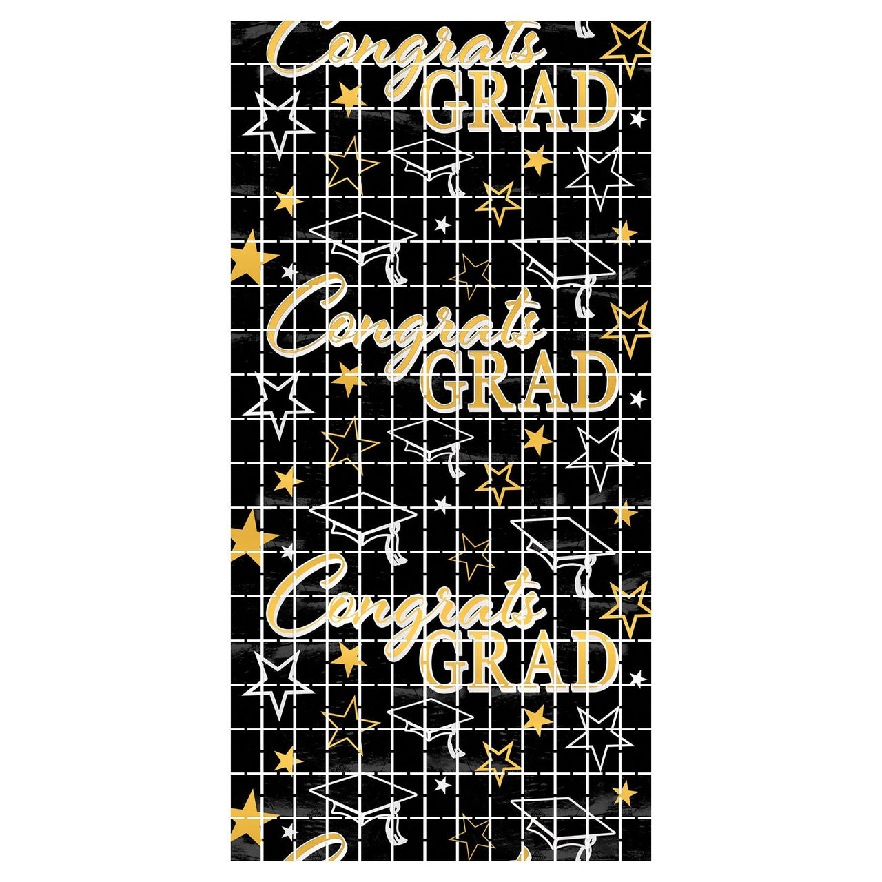 Congrats Grad Metallic Graduation Party Square Curtain - Bulk 6 Pack