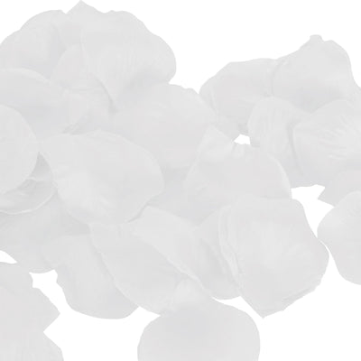 White Fabric Rose Petals - Bulk 12 Pack
