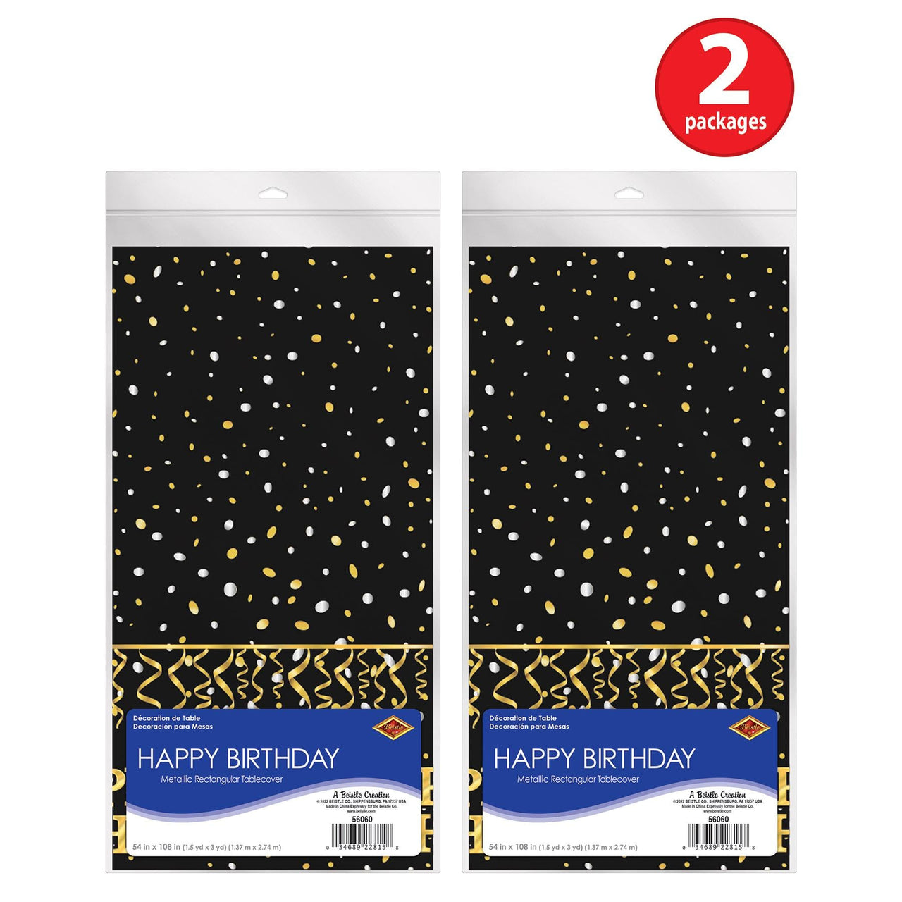 Bulk Metallic Happy Birthday Tablecover (12 Pkgs Per Case) by Beistle