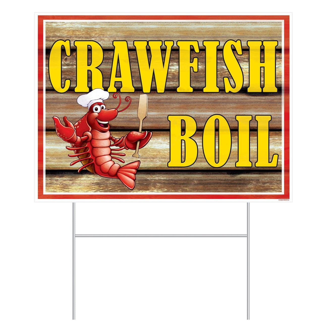 Mardi Gras Plastic Crawfish Boil Yard Sign - Bulk 6 Pack