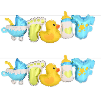 Baby Boy Balloon Streamers - Bulk 6 Pack