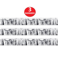 Beistle Metallic Fringe Banner Silver