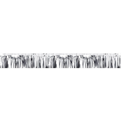 Metallic Party Fringe Banner Silver - Bulk 12 Pack