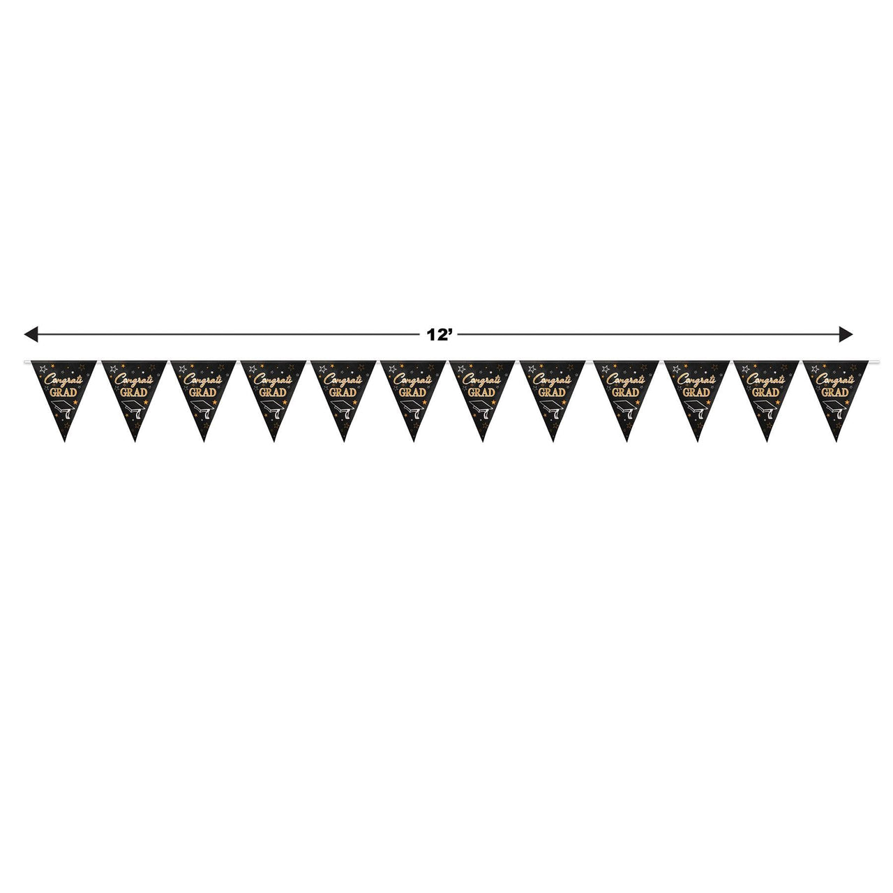 Bulk Metallic Congrats Grad Pennant Banner (12 Pkgs Per Case) by Beistle