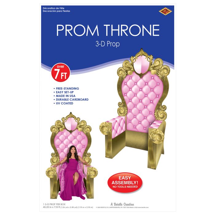Pink and Black 3-D Prom Throne Prop (1 per package)
