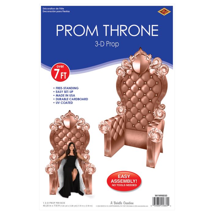 Pink and Gold 3-D Prom Throne Prop (1 per package)