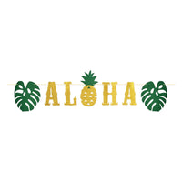 Luau Party Glittered Aloha Streamer - Bulk 12 Pack