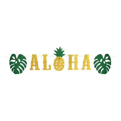Luau Party Glittered Aloha Streamer - Bulk 12 Pack