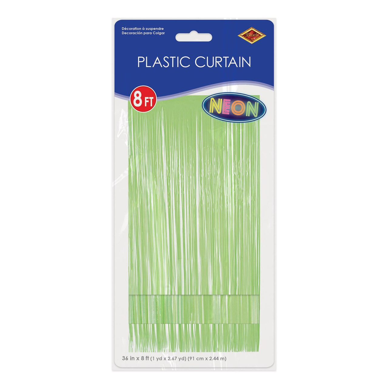 Beistle 1-Ply Plastic Fringe Curtain - Neon Lime - 76.5 inch x 39 inch - Hanging Decor