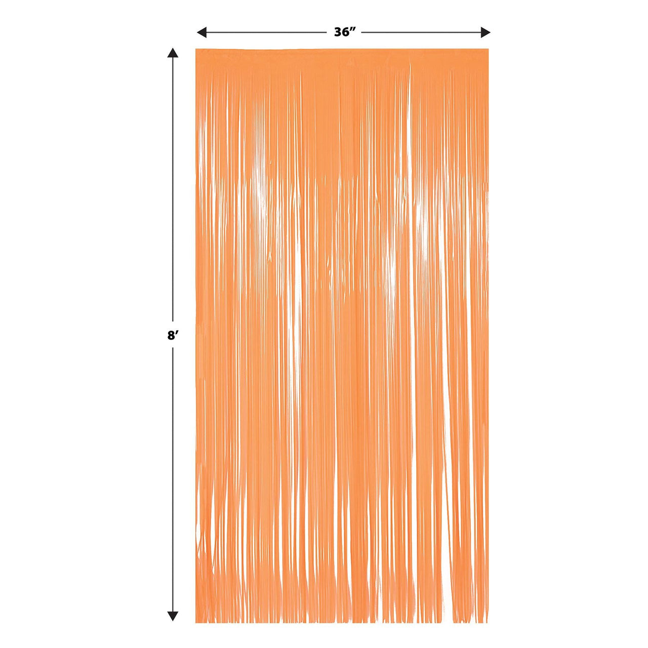 Beistle 1-Ply Plastic Fringe Curtain - Neon Orange - 76.5 inch x 39 inch - Hanging Decor