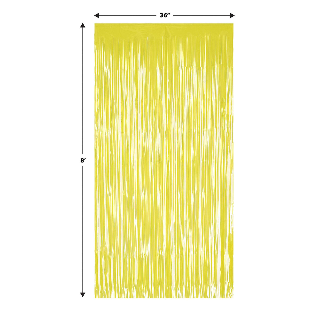 Beistle 1-Ply Plastic Fringe Curtain - Yellow - 76.5 inch x 39 inch - Hanging Decor