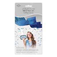 12 Pack Bulk Blue Metallic Fringe Ceiling Curtain 19.5 inch x 16ft