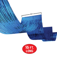 12 Pack Bulk Blue Metallic Fringe Ceiling Curtain 19.5 inch x 16ft