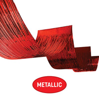 12 Pack Bulk Red Metallic Fringe Ceiling Curtain 19.5 inch x 16ft
