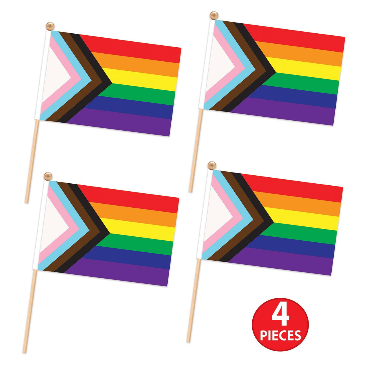 Beistle Packaged Pride Flags - 4-inch x 6-inch Size - Rainbow Flags