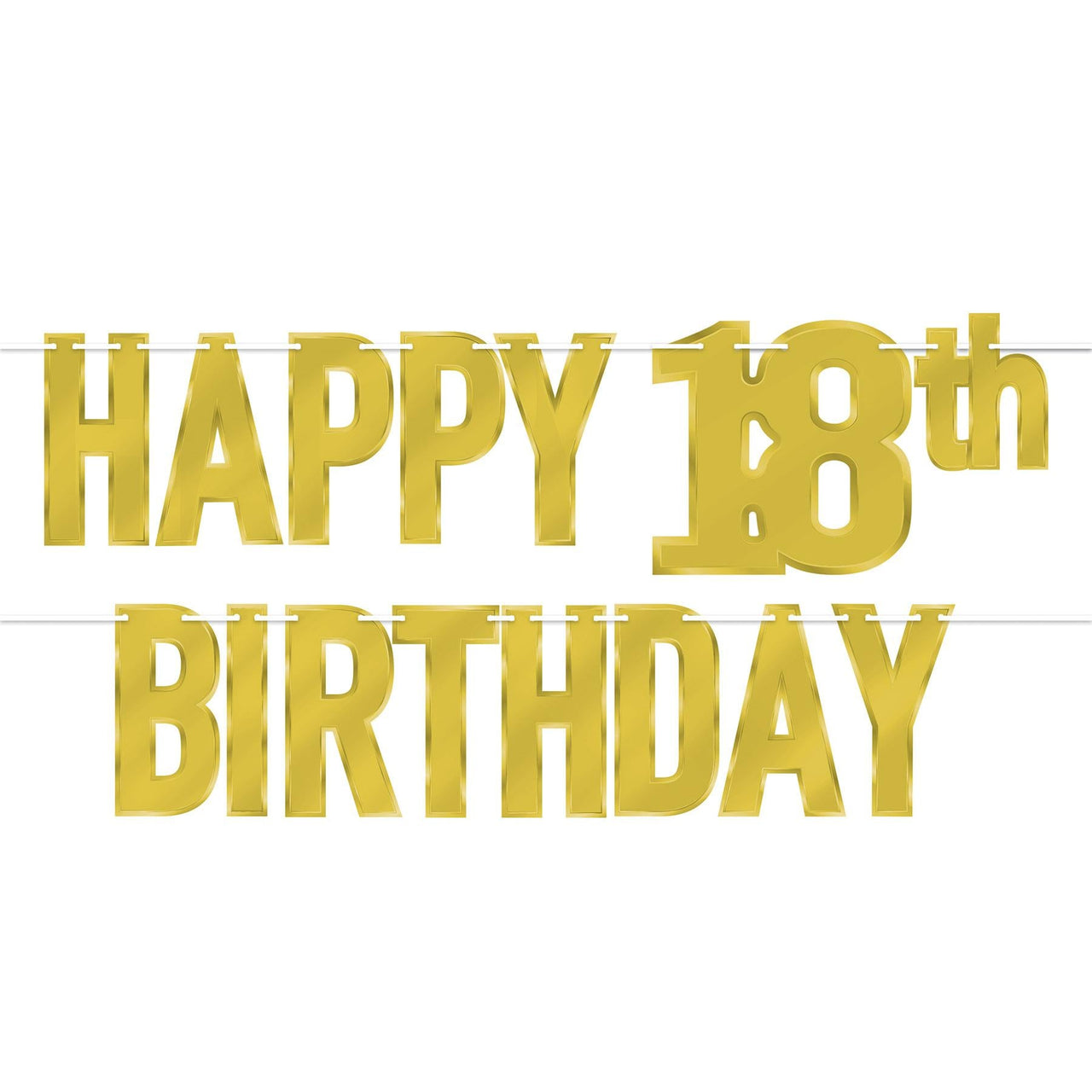 Foil Happy 18th Birthday Streamer gold - Bulk 12 Pack