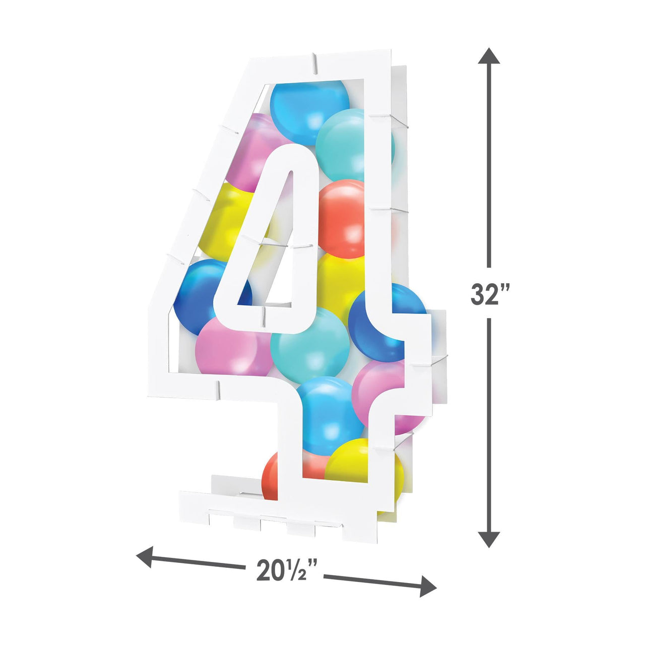 Beistle Balloon Mosaic Number 4 Frame - White - 32 inch x 20.5 inch - Balloon Accessories