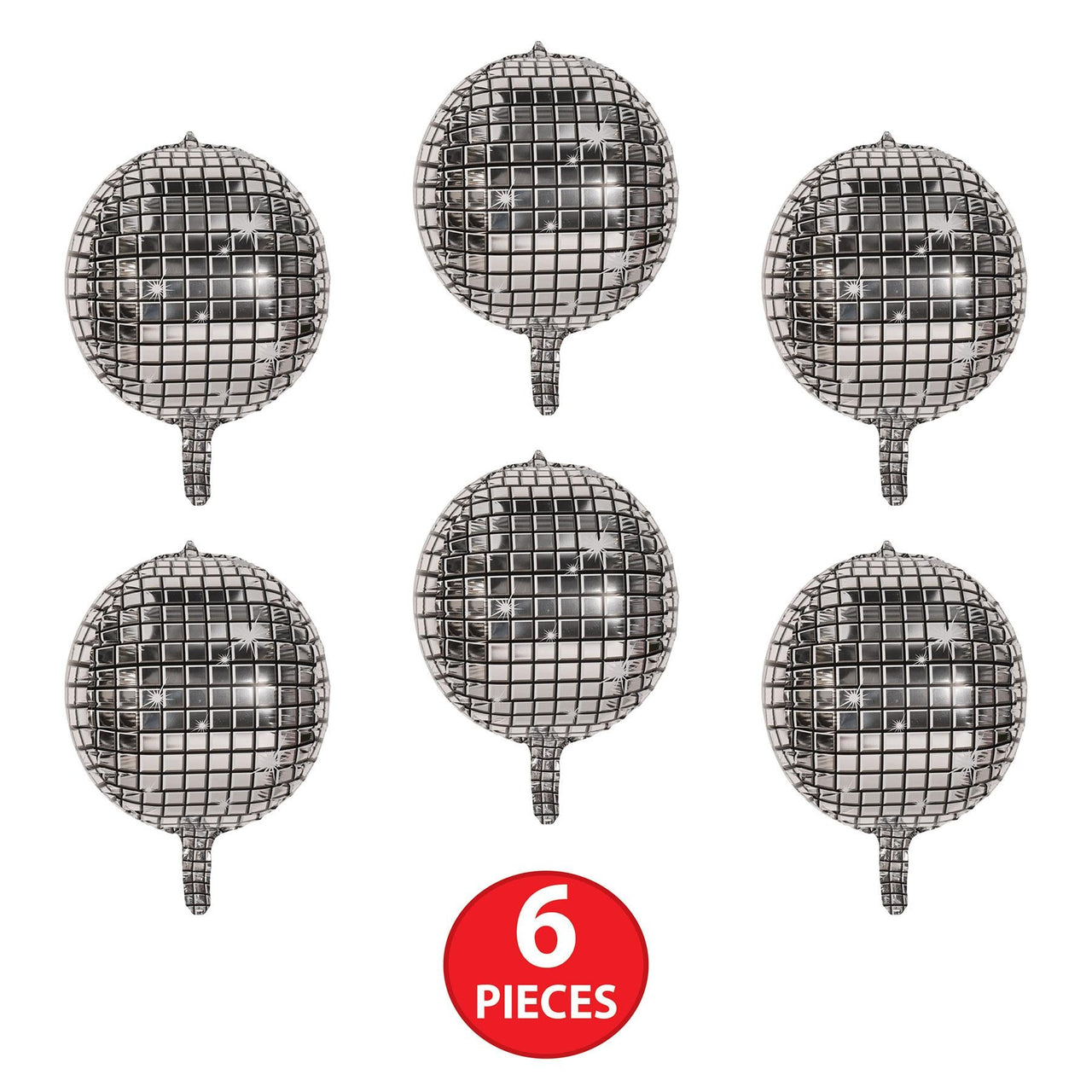 Beistle Foil Helium Quality Disco Ball Balloons (6/Pkg) - 14.5 Inch x 13 Inch