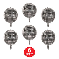 Beistle Foil Helium Quality Disco Ball Balloons (6/Pkg) - 14.5 Inch x 13 Inch