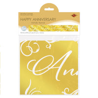 Beistle Metallic Happy Anniversary Banner - 7.5 inch x 5 Feet - Anniversary Banners