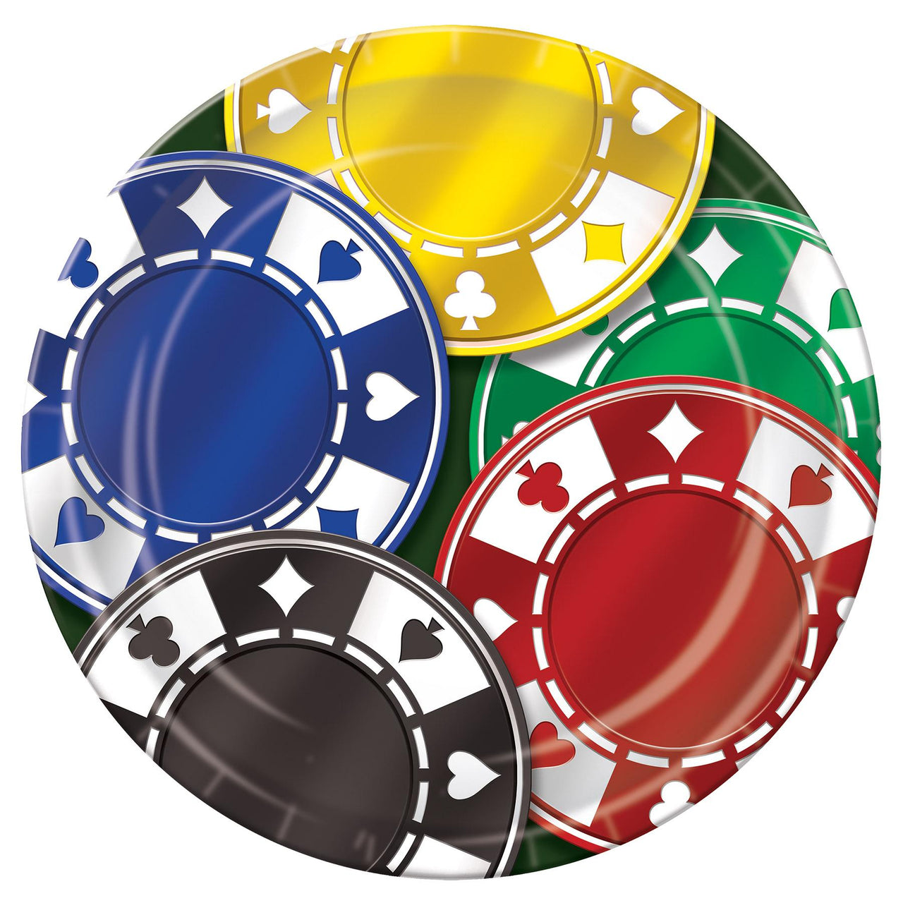Poker Chips Plates - Bulk 96 Pack