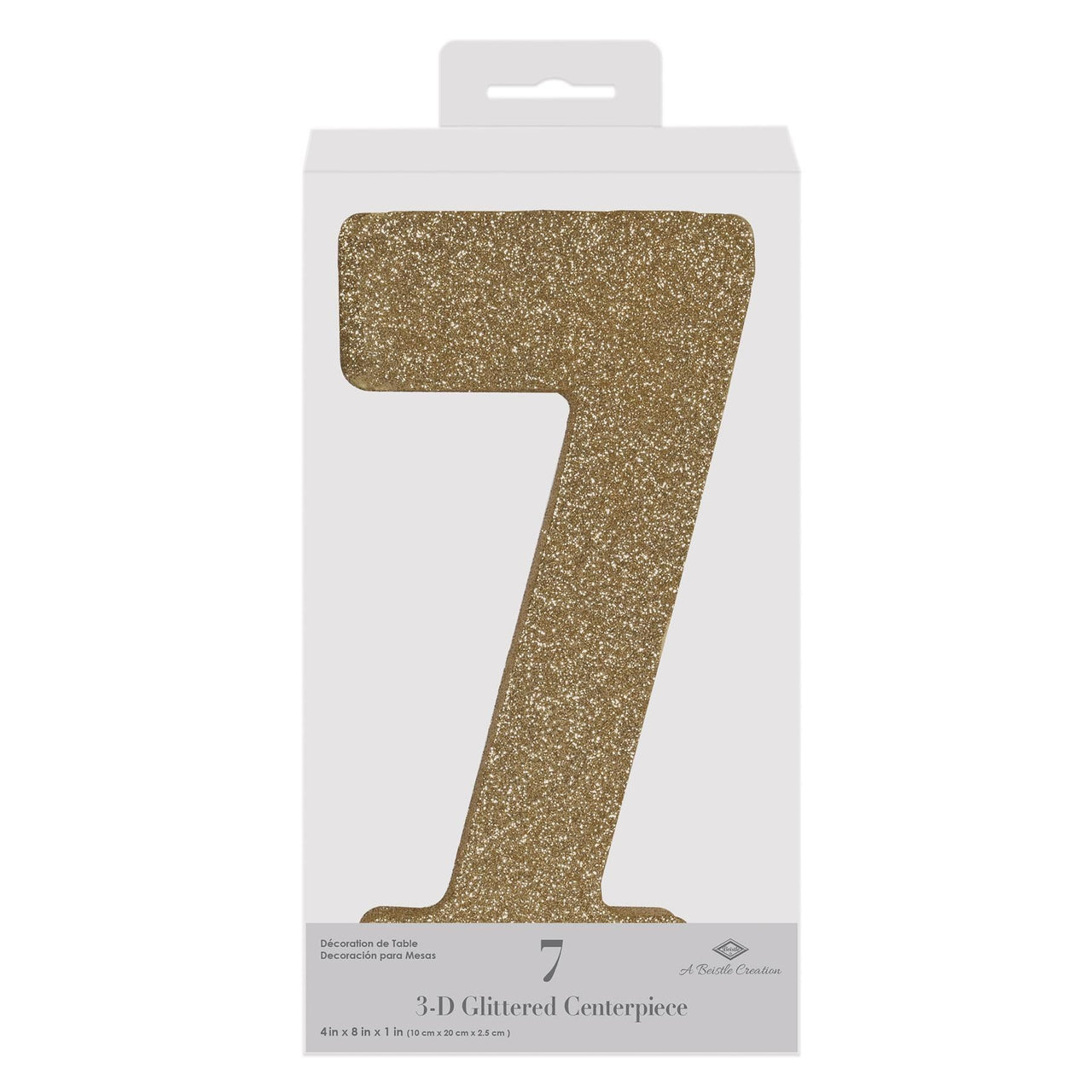 Beistle 3-D Glittered 7 Centerpiece gold - 8 inch x 49 inch - Birthday-Age Specific Centerpieces
