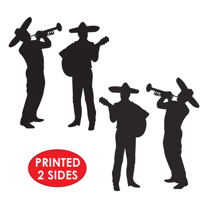 24 Pack Bulk Mariachi Band Silhouette Decorations