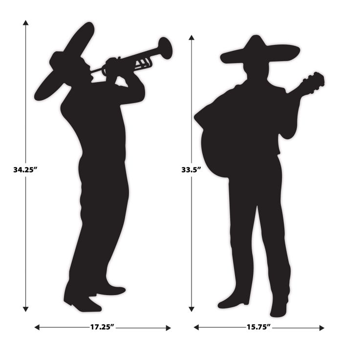 24 Pack Bulk Mariachi Band Silhouette Decorations