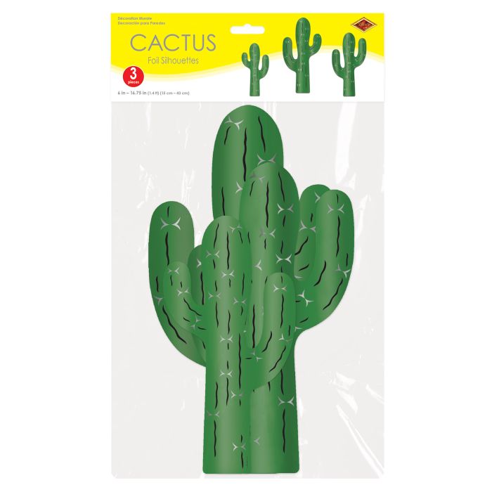 36 Piece Bulk Foil Cactus Silhouette Decorations