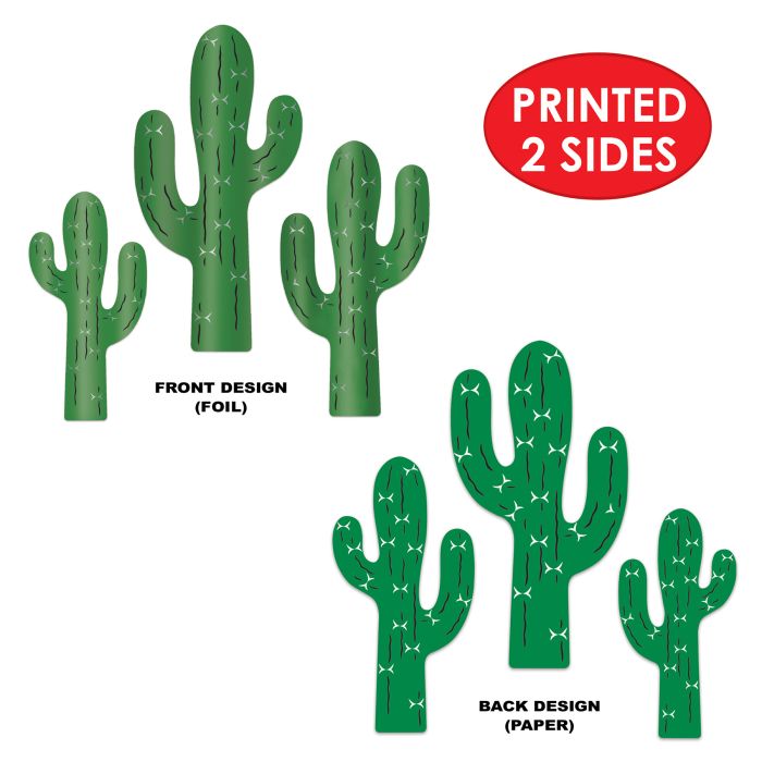 36 Piece Bulk Foil Cactus Silhouette Decorations