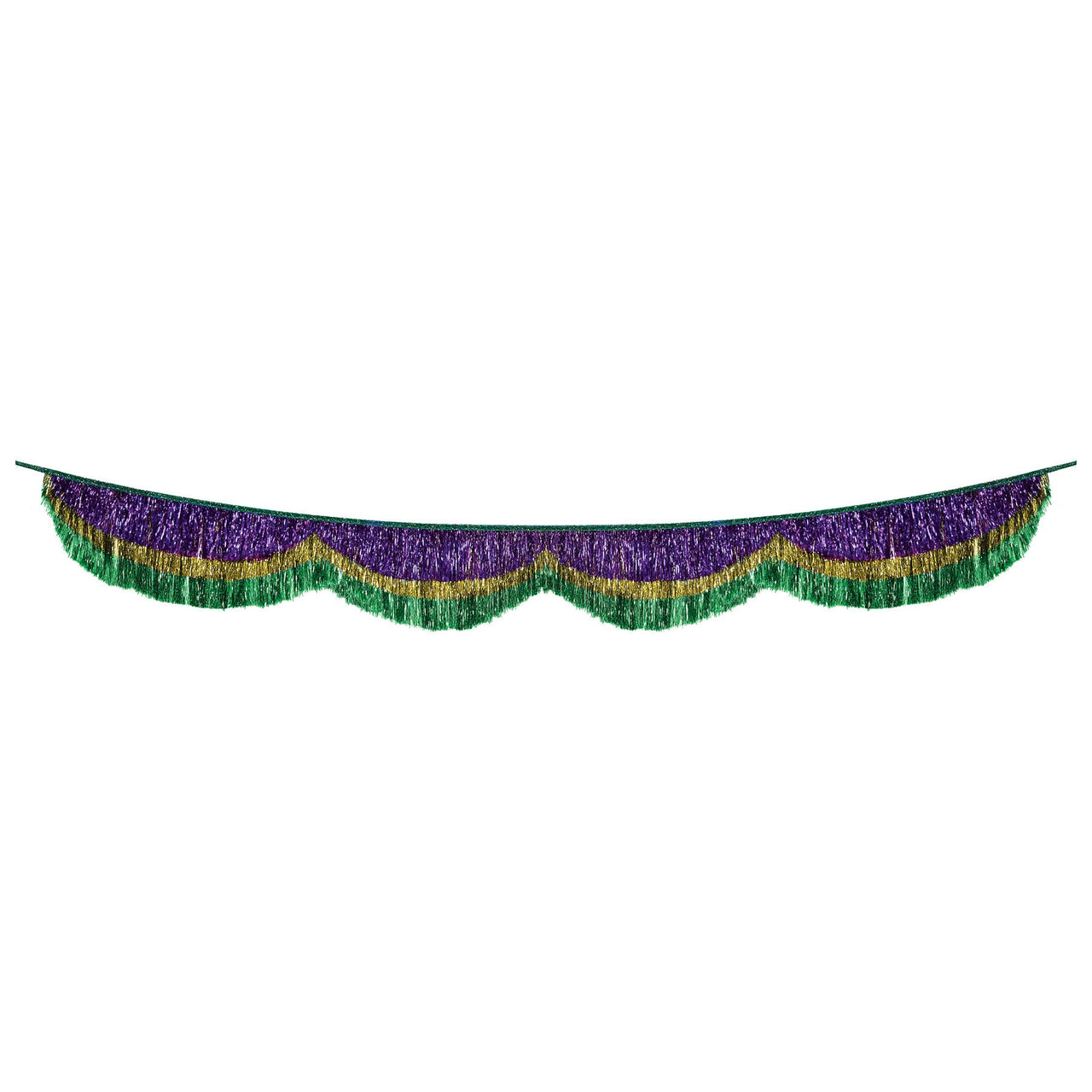 Mardi Gras 72.5 inch Tinsel Fringe Bunting - Bulk 6 Pack