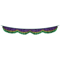 Mardi Gras 72.5 inch Tinsel Fringe Bunting - Bulk 6 Pack