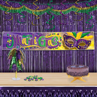 6 Pack Bulk Mardi Gras 72.5 inch Tinsel Fringe Bunting