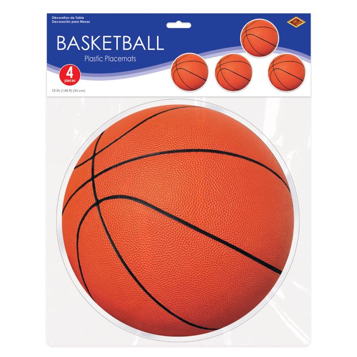 48 Pack Bulk Plastic Basketball Placemats