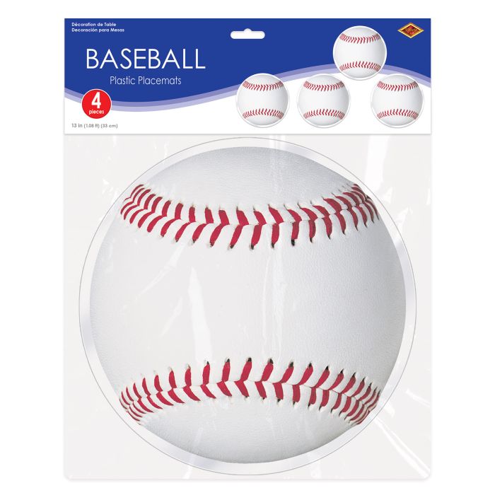 48 Pack Bulk Plastic Baseball Placemats
