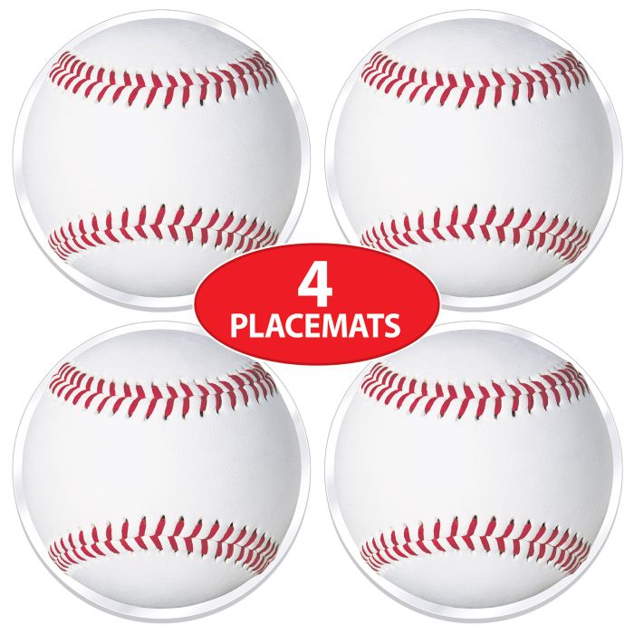 48 Pack Bulk Plastic Baseball Placemats