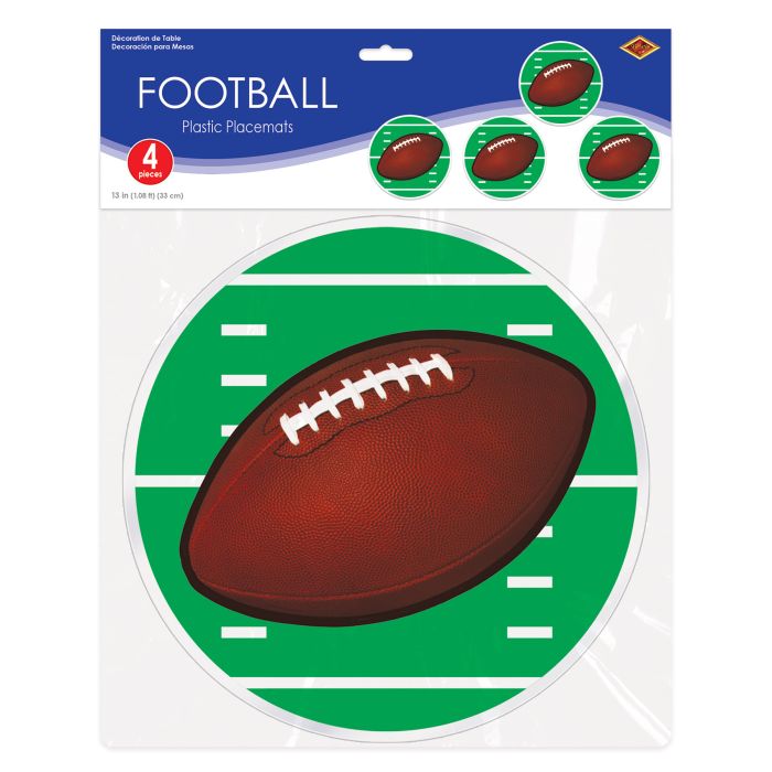 48 Pack Bulk Plastic Football Placemats