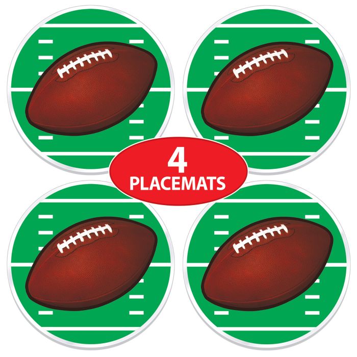 48 Pack Bulk Plastic Football Placemats